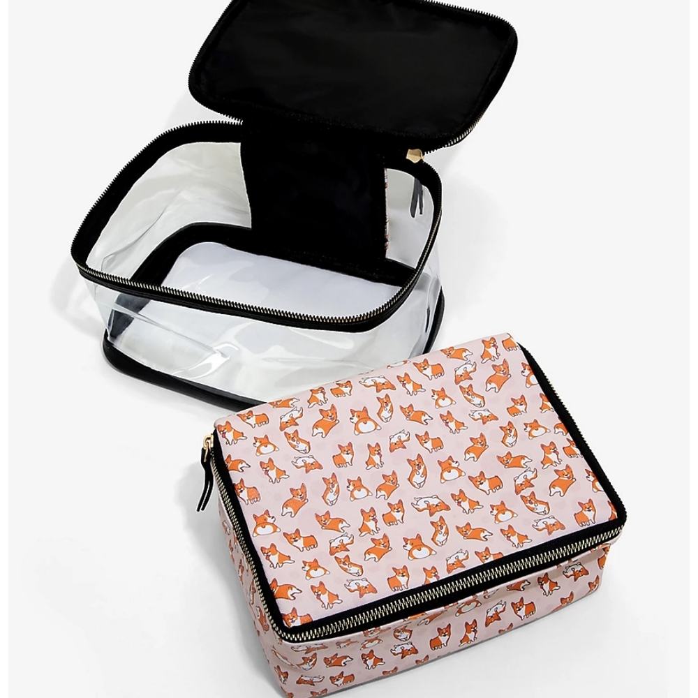 Corgi 2 Piece Makeup Bag Set